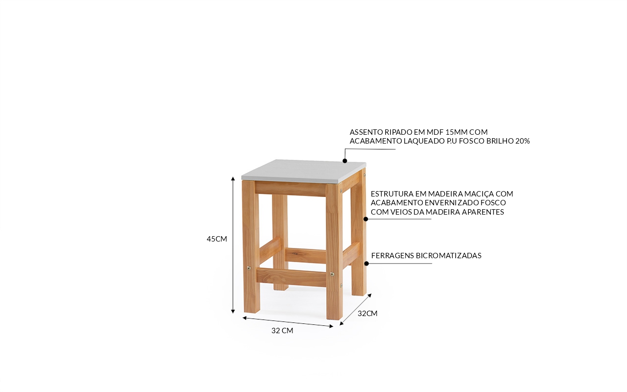 CONJUNTO DE MESA GOURMET BANQUINHOS DE MADEIRA MACIÇA TAEDA NOZES