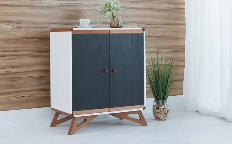 BUFFET SALA DE JANTAR PEQUENO PRESLEY BRANCO E PRETO 72x40x85,5 CM
