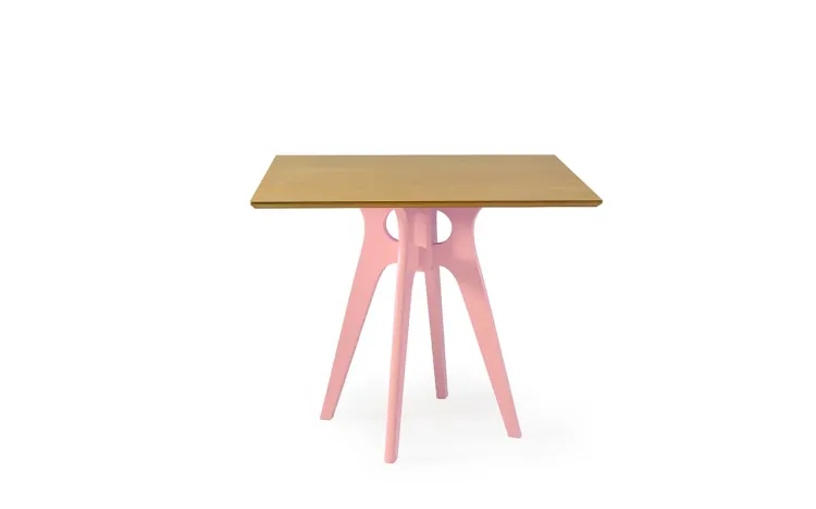 MESA DE JANTAR PARA 4 CADEIRAS QUADRADA BIANCHI 90X77CM ROSA BEBÊ E AMÊNDOA