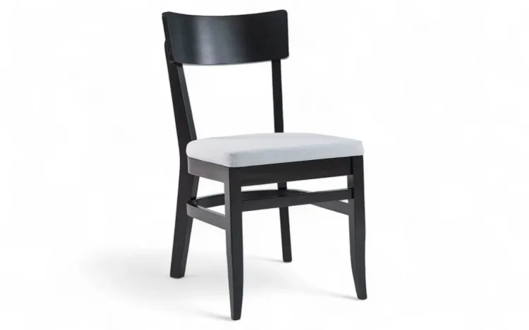 CADEIRA ESTOFADA DE JANTAR IPIOCA LACA PRETO E TEC. 915 CINZA CLARO 45,5X57,5X82,5CM