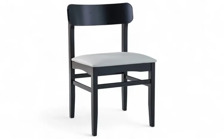 CADEIRA PARA MESA DE JANTAR CECILIA LACA PRETO E TEC. COURO SINTÉTICO OFF WHITE 45,5X48X79 CM