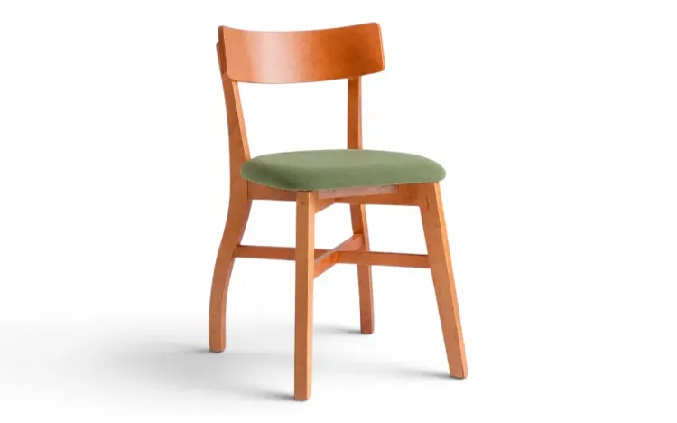 CADEIRA DE MESA DE JANTAR ESTOFADA BEL VERNIZ JATOB&Aacute; E VERDE MUSGO 44X51X79 CM