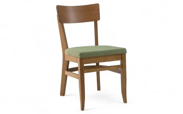 CADEIRA PARA MESA DE JANTAR IPIOCA VERNIZ AMÊNDOA E TEC. 121 VERDE MUSGO 45,5X57,5X82,5CM