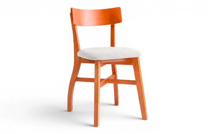 CADEIRA DE MESA DE JANTAR ESTOFADA BEL VERNIZ JATOBÁ E BOUCLE OFF WHITE 44X51X79 CM