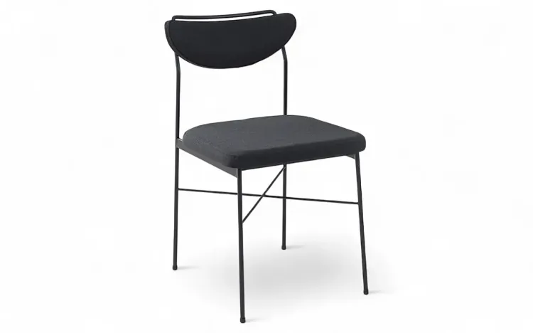 CADEIRA DE METAL PARA MESA DE JANTAR LÉA TEC. ALGODÃO PRETO 44X57X81,5 CM