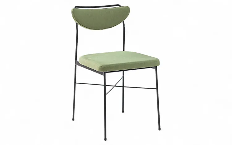 CADEIRA DE METAL ESTOFADA PARA SALA DE JANTAR LÉA TEC. VERDE MUSGO 44X57X81,5 CM