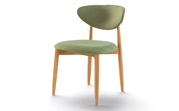 CADEIRA JANTAR ESTOFADA MODERNA ISIS VERNIZ AM&Ecirc;NDOA E TEC. VERDE MUSGO 53X59X82CM