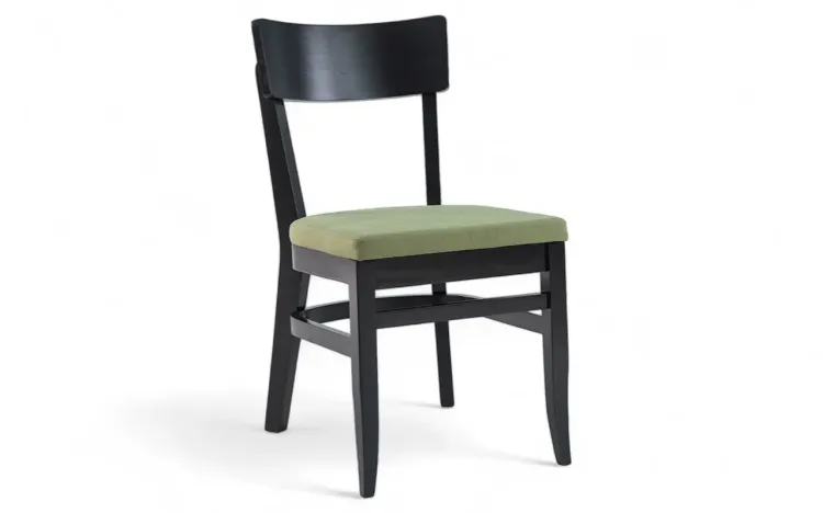 CADEIRA ESTOFADA PARA SALA DE JANTAR IPIOCA LACA PRETO E TEC. 121 VERDE MUSGO 45,5X57,5X82,5CM