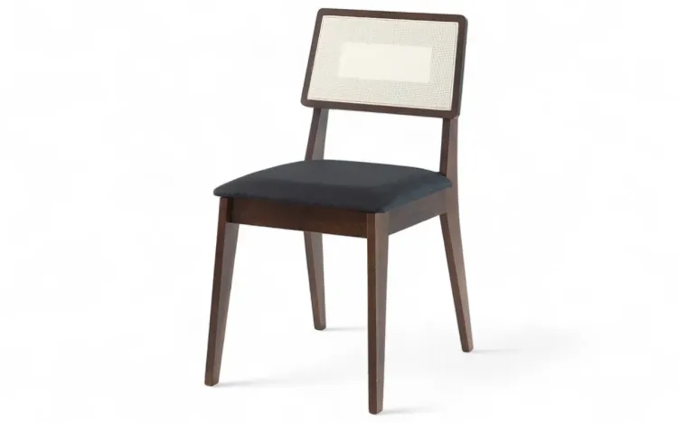 CADEIRA COM TELINHA PARA MESA DE JANTAR LILA VERNIZ CAPUCCINO E TEC. PRETO 44X58X84 CM