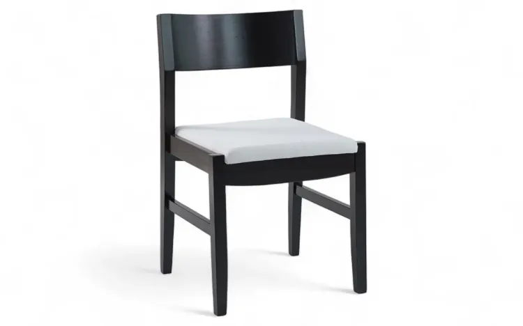 CADEIRA DE JANTAR ESTOFADA PAIVA LACA PRETO E TEC.003 OFF WHITE 48X47,5X79 CM