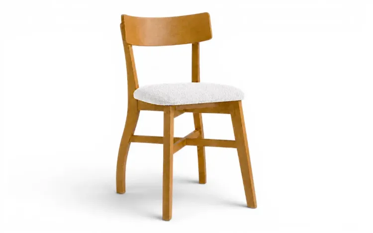 CADEIRA PARA SALADE JANTAR DE MADEIRA ESTOFADA BEL AMENDOA E BOUCLE OFF WHITE 44X51X79 CM