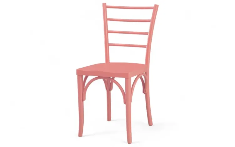 CADEIRA MODERNA DE MADEIRA CHARLOTTE LACA ROSA CORAL 40,5x49x88 CM