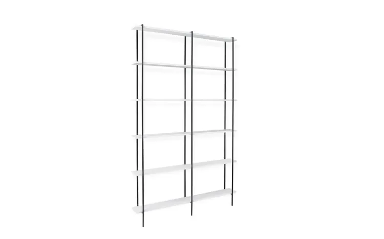 ESTANTE PARA ESCRIT&Oacute;RIO ESTILO INDUSTRIAL 6 PRATELEIRAS DE METAL CROSBY MDF ROSA MILKSHAKE 110x14x180CM