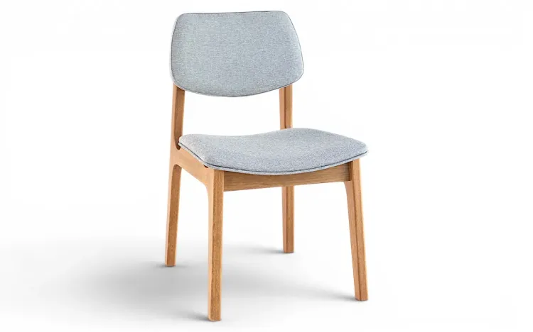 CADEIRA DE MADEIRA PARA MESA DE JANTAR ALVA VERNIZ AMÊNDOA TEC. ALGODÃO MESCLA 46x56,5x85,5 CM