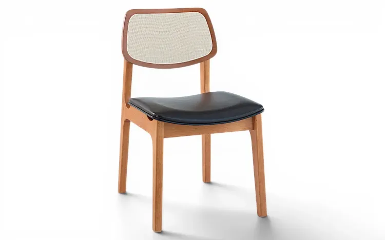 CADEIRA COM PALHINHA PARA MESA DE JANTAR ALVA VERNIZ JATOB&Aacute; TEC. COURO SINT&Eacute;TICO PRETO 49,5x55x83 CM