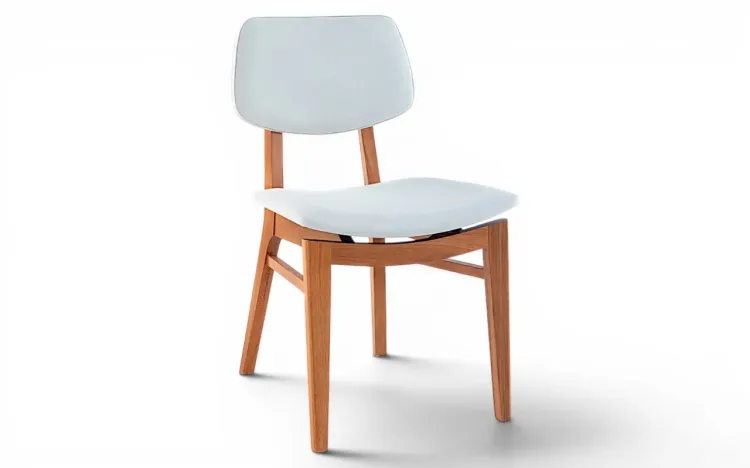 CADEIRA ESTOFADA DE MADEIRA PARA SALA DE JANTAR SPARTA VERNIZ JATOBÁ TEC. ALGODÃO OFF WHITE 46x56,5x85,5 CM