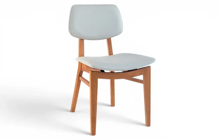 CADEIRA PARA MESA DE JANTAR ESTOFADA SPARTA VERNIZ JATOBÁ CORINO OFF WHITE 46x56,5x85,5 CM