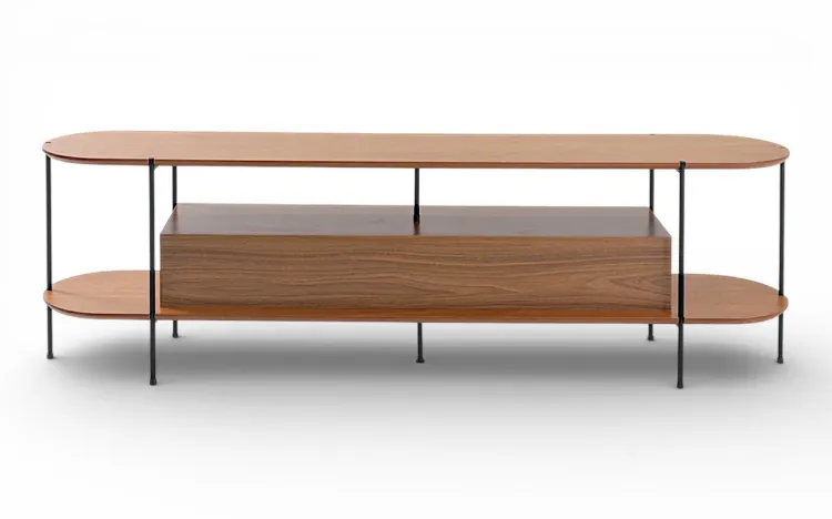 RACK PARA TV MODERNO FREIJÓ TAMPO EM MADEIRA NATURAL TAUARI E PÉS DE METAL MOOB  180X35X54CM