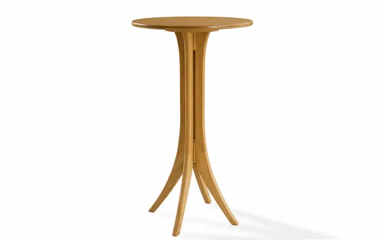 MESA REDONDA DE MADEIRA ALTA BISTR&Ocirc; JULIETTE TAMPO REDONDO 60X107CM ACABAMENTO VERNIZ AMENDOA