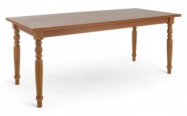 MESA PARA JANTAR TORNEADA DE MADEIRA MACIÇA CAMPESINA 180X80X75 CM VERNIZ AMÊNDOA
