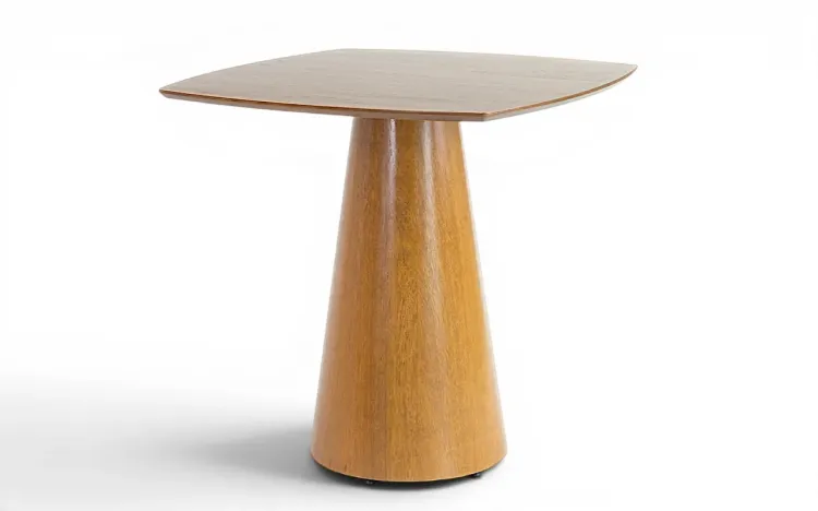MESA DE JANTAR CONE QUADRADA 80x80CM LINEA VERNIZ AMÊNDOA