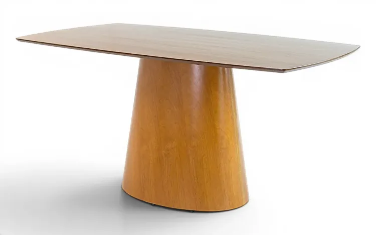 MESA JANTAR 6 LUGARES RET&Acirc;NGULAR BASE OVAL LINEA 160x90CM VERNIZ AM&Ecirc;NDOA