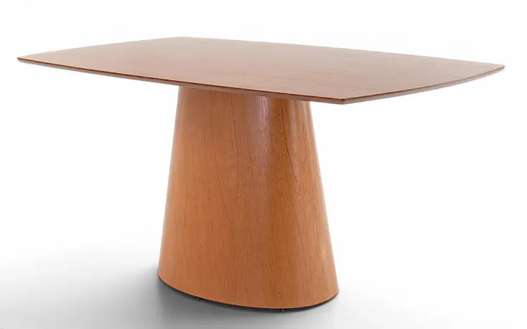 MESA 6 LUGARES RETÂNGULAR BASE OVAL LINEA 160x90CM VERNIZ JATOBÁ