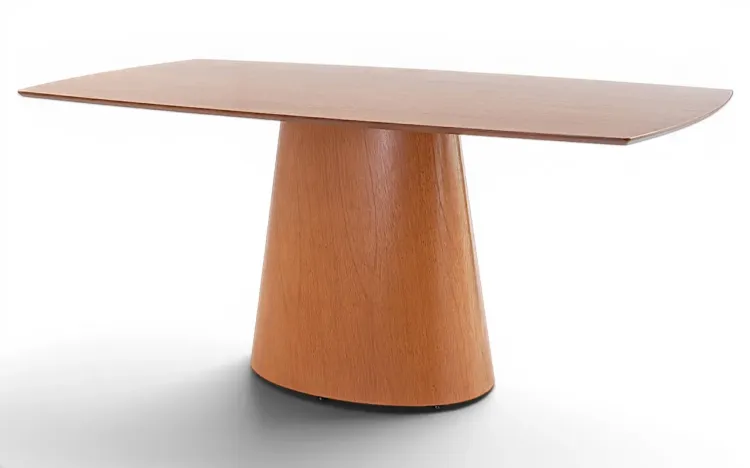 MESA PARA 8 LUGARES RET&Acirc;NGULAR BASE OVAL LINEA 180x90CM VERNIZ JATOB&Aacute;