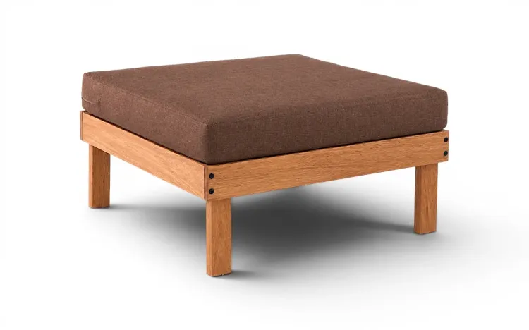 PUFE MODULAR DE MADEIRA COM ALMOFADA SOL STAIN JATOBÁ ACQUABLOCK CAMURÇA 80X80X42CM