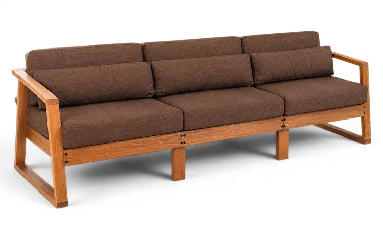 SOFÁ 3 LUGARES PARA ÁREA GOURMET SOL STAIN JATOBÁ ACQUABLOCK CAMURÇA 252X86X71CM