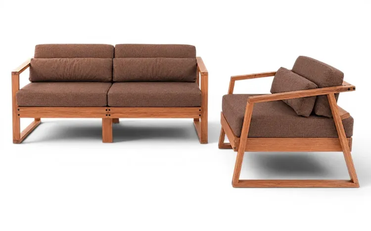 CONJUNTO DE SOFÁS PARA VARANDA 2 LUGARES E 1 LUGAR SOL STAIN JATOBÁ ACQUABLOCK CAMURÇA